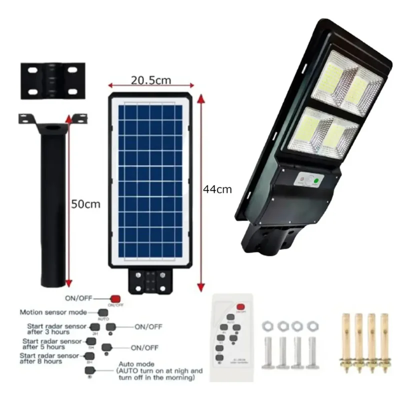 Foco Luz Led Solar Exterior Con Sensor De Movimiento 100W Fotocélula Control Remoto (5)