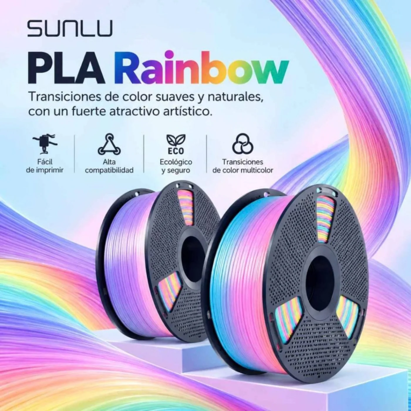 ARCOIRIS 02 Filamento Sunlu Pla Rainbow (arcoíris)1kg (2)